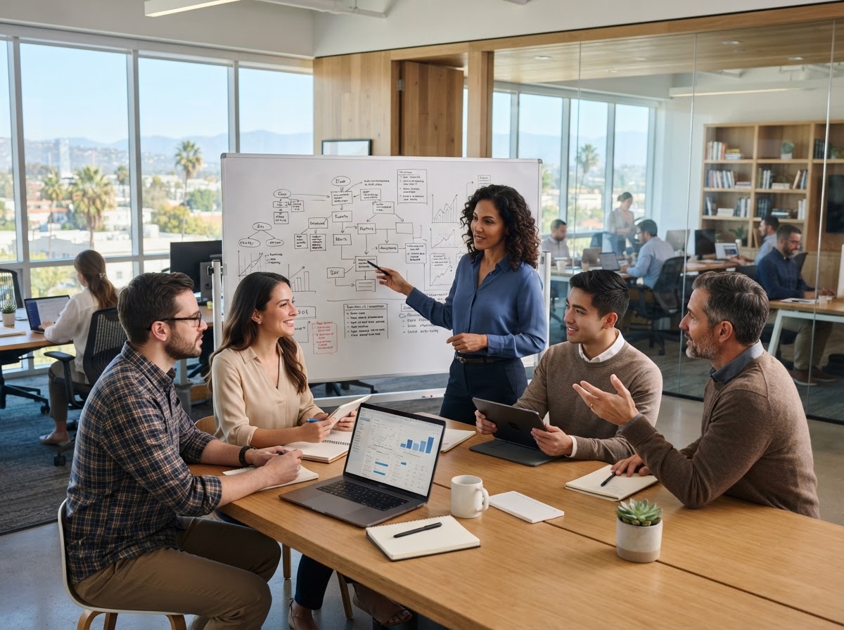 Nyprel analysts collaborating on investment research